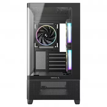 DeepCool CG380U Mid-Tower korpusas, grūdintas stiklas, 3x 120mm ARGB ventiliatoriai, juodas