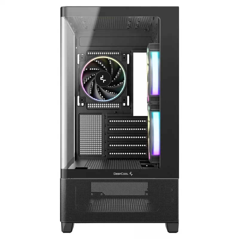 DeepCool CG380U Mid-Tower korpusas, grūdintas stiklas, 3x 120mm ARGB ventiliatoriai, juodas
