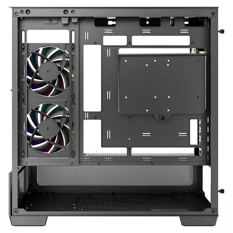 DeepCool CG380U Mid-Tower korpusas, grūdintas stiklas, 3x 120mm ARGB ventiliatoriai, juodas