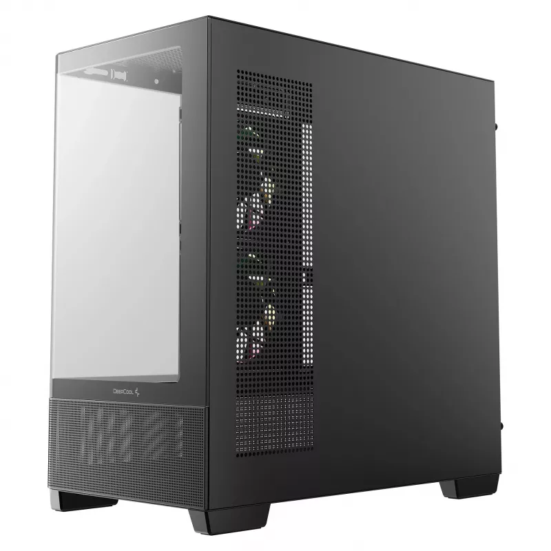 DeepCool CG380U Mid-Tower korpusas, grūdintas stiklas, 3x 120mm ARGB ventiliatoriai, juodas