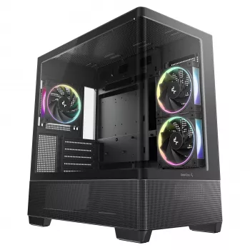 DeepCool CG380U Mid-Tower korpusas, grūdintas stiklas, 3x 120mm ARGB ventiliatoriai, juodas