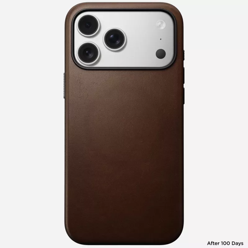 NOMAD Modern Leather Case, skirta iPhone 17 Pro Max, Horween oda, Rustic Brown, suderinama su MagSafe