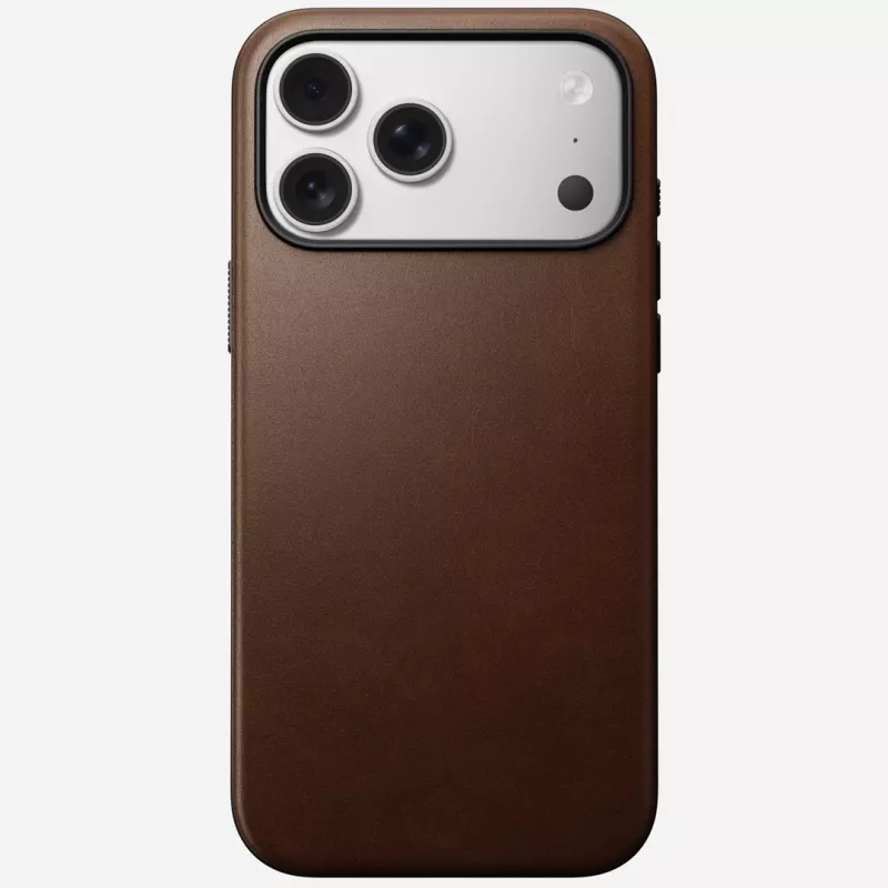 NOMAD Modern Leather Case, skirta iPhone 17 Pro Max, Horween oda, Rustic Brown, suderinama su MagSafe