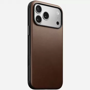 NOMAD Modern Leather Case, skirta iPhone 17 Pro Max, Horween oda, Rustic Brown, suderinama su MagSafe