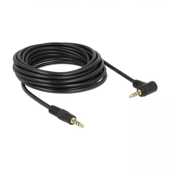 Delock 3.5 mm 4 Pin Stereo Jack Audio Cable, Male to Male, Angled, 5 m, Black