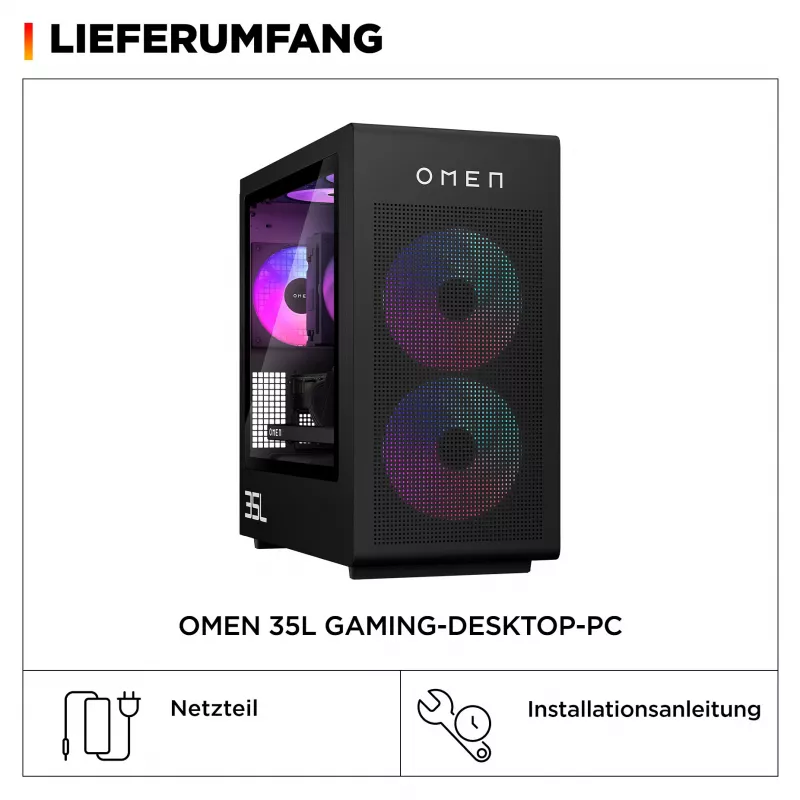 HP OMEN 35L GT16-1491ng stalinis kompiuteris - AMD Ryzen 9 9900X3D, 64 GB DDR5 RAM, 2 TB NVMe SSD, NVIDIA GeForce RTX 5080, Windows 11 Home