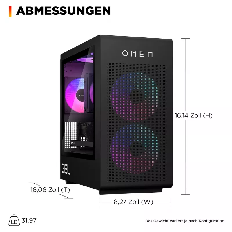 HP OMEN 35L GT16-1491ng stalinis kompiuteris - AMD Ryzen 9 9900X3D, 64 GB DDR5 RAM, 2 TB NVMe SSD, NVIDIA GeForce RTX 5080, Windows 11 Home