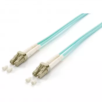 Equip Pro Fiber Optic Patch Cable LC to LC Multimode Duplex OM3 15m LSZH Turquoise