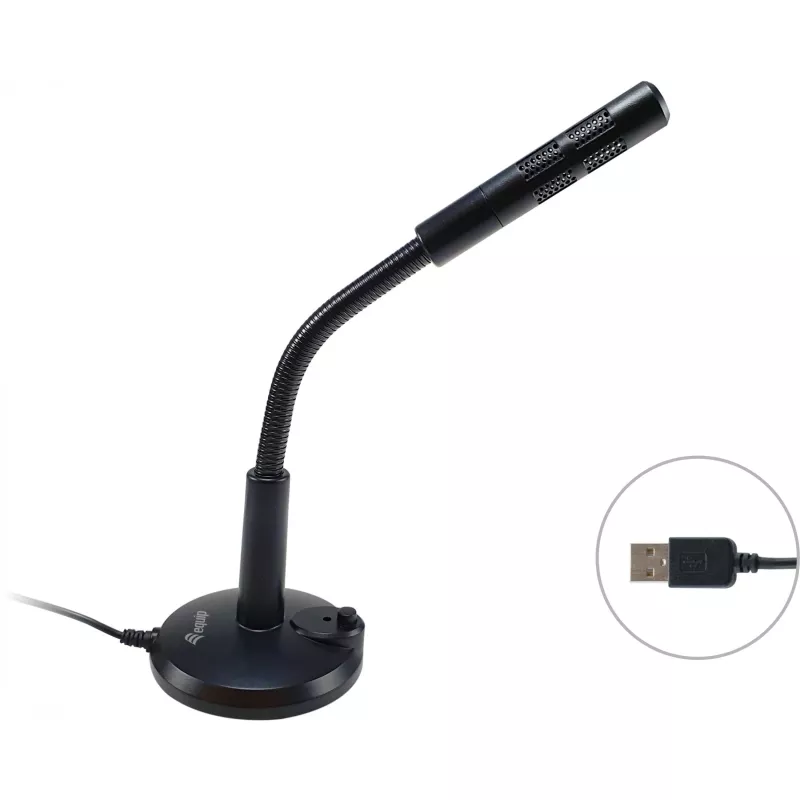 Equip stalinis mikrofonas su reguliuojamu kampu, USB jungtimi, juodas