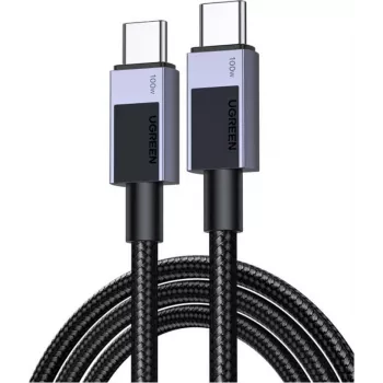 UGREEN L513 USB-C į USB-C laidas 240W PD3.1 480Mbps nailoninis pintas aliuminio korpusas su kabelio raišteliu 3m pilka (45065)