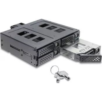 Delock 5.25 inch tvirtinimo rėmelis 4 x 2.5 inch SATA arba SAS HDD / SSD su spyna