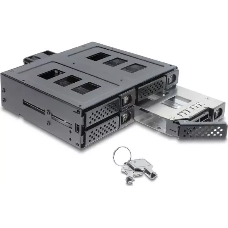 Delock 5.25 inch tvirtinimo rėmelis 4 x 2.5 inch SATA arba SAS HDD / SSD su spyna