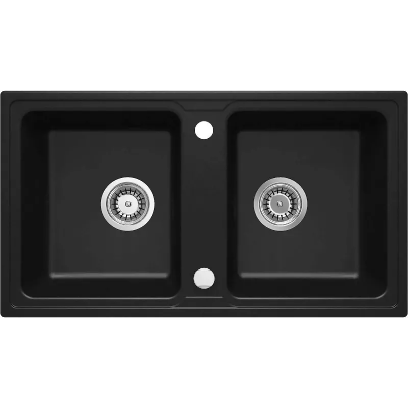 DEANTE ZORBA 2-Bowl Granite Composite Kitchen Sink Black 780mm