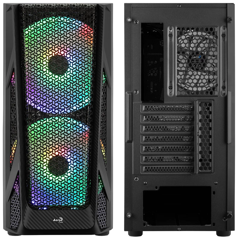 Aerocool AirHawk Duo Midi-Tower, grūdintas stiklas - juoda