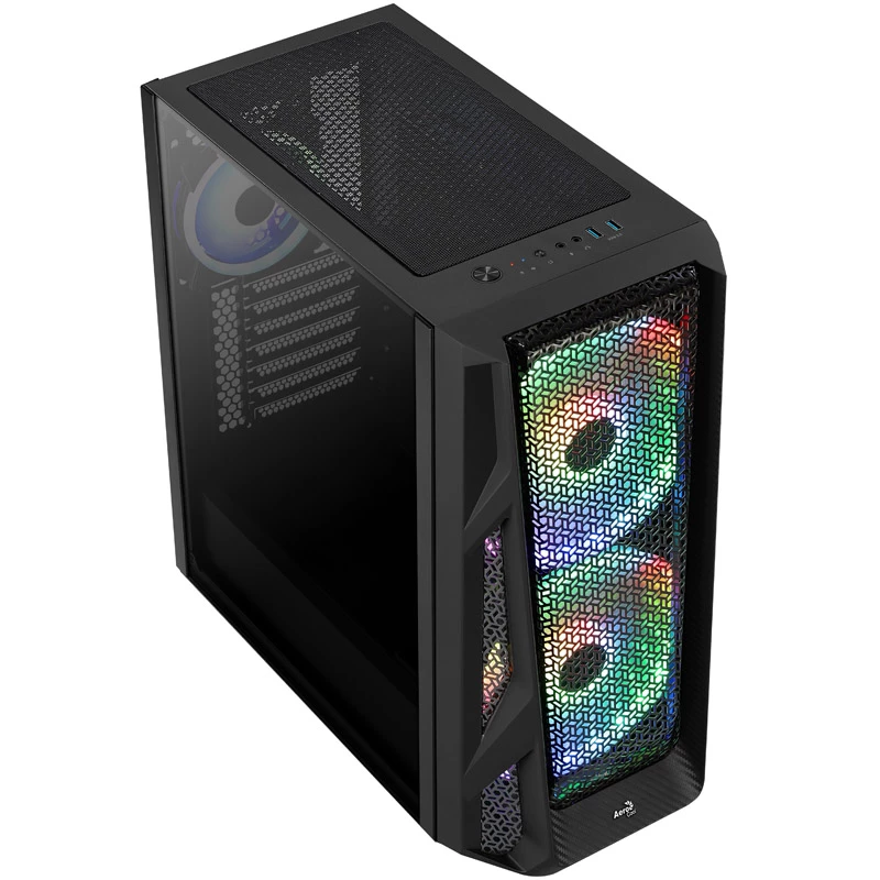 Aerocool AirHawk Duo Midi-Tower, grūdintas stiklas - juoda