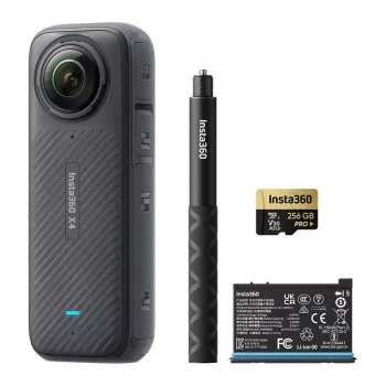 Insta360 X4 Adventure Bundle – 8K 360° kamera su selfie lazda, papildoma baterija, 64GB kortele