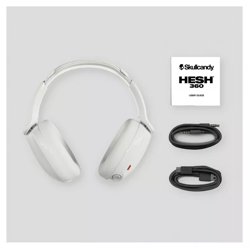 Skullcandy Hesh 360 belaidės ausinės, uždengiančios ausis, Bluetooth 5.0, aktyvus triukšmo slopinimas, balta