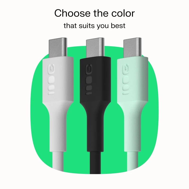 GREEN CELL USB-C į USB-C PowerFlex 100W Silikoninis Laidas 1,2m Juodas