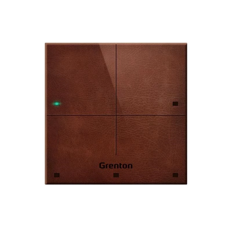 Grenton Touch Panel 4 Touch Fields TF-BUS Dark Natural Leather Front