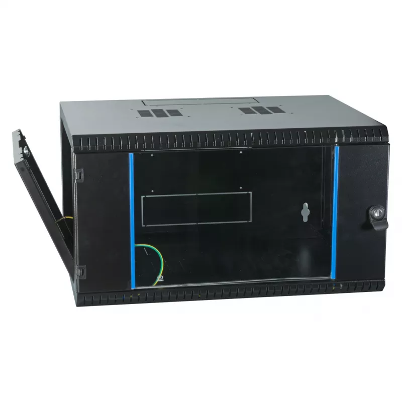 EFB-ELEKTRONIK 19 colių sieninis korpusas 6U, fiksuotas, 1-dalis, RAL 9005 juodas, gylis 450 mm (691706VTS.45)