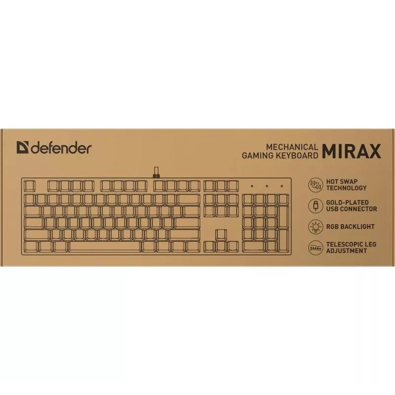 Defender Mirax GK-352 mechaninė žaidimų klaviatūra, Outemu Blue jungikliai, RGB apšvietimas, laidinė USB, juoda