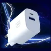 3MK FlowPower 30W USB-A USB-C PD 3.0 QC 4+ sieninis įkroviklis baltas