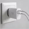 3MK FlowPower 30W USB-A USB-C PD 3.0 QC 4+ sieninis įkroviklis baltas