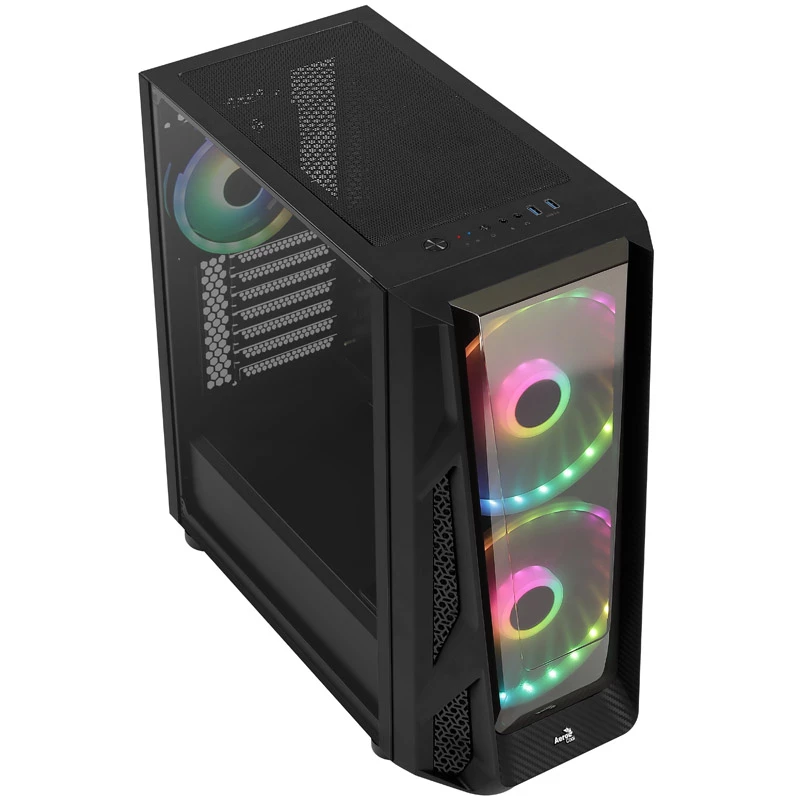 Aerocool NightHawk Duo Midi-Tower, grūdintas stiklas - juoda