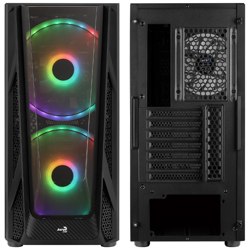 Aerocool NightHawk Duo Midi-Tower, grūdintas stiklas - juoda