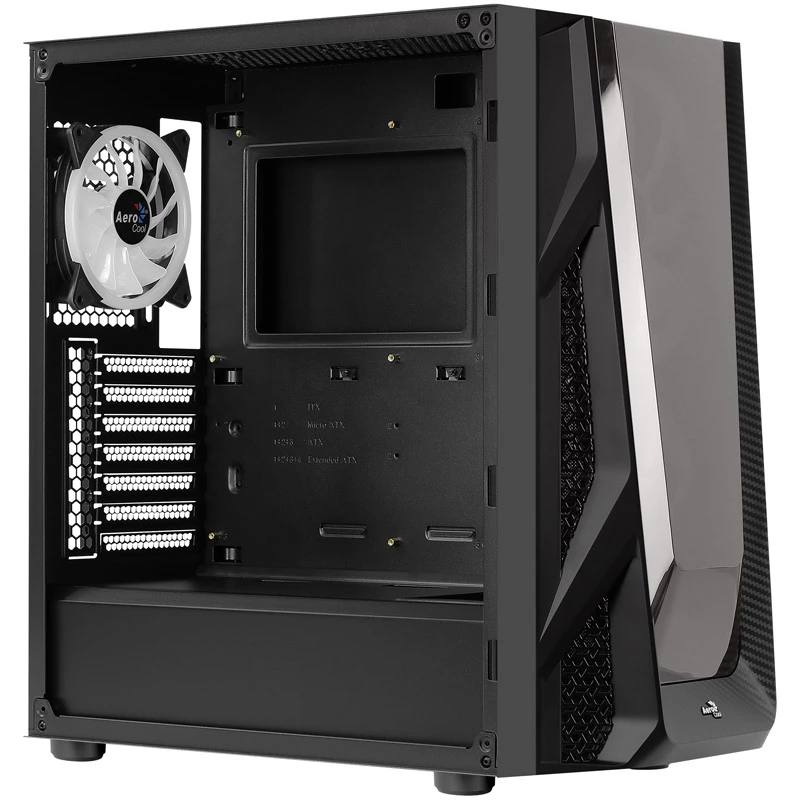 Aerocool NightHawk Duo Midi-Tower, grūdintas stiklas - juoda