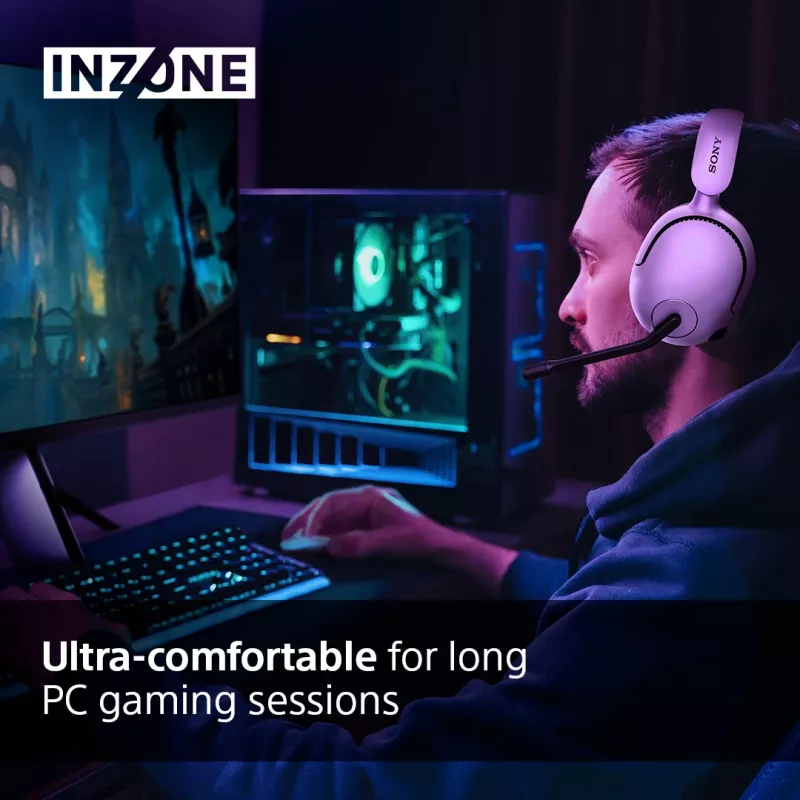 Sony INZONE H5 belaidės ausinės žaidimams, uždengiančios ausis, su mikrofonu, balta