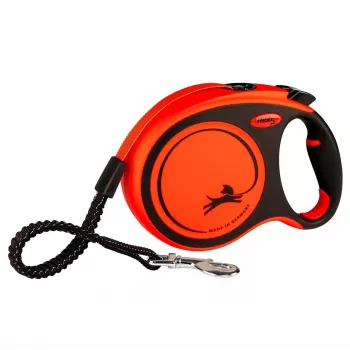 FLEXI XTREME L atsukamas šuns pavadėlis su juosta 8m - iki 55kg oranžinis