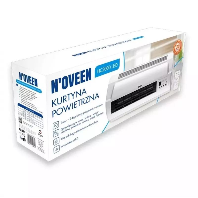 N'OVEEN HC2000 LED oro užuolaidinis šildytuvas 2000W baltas