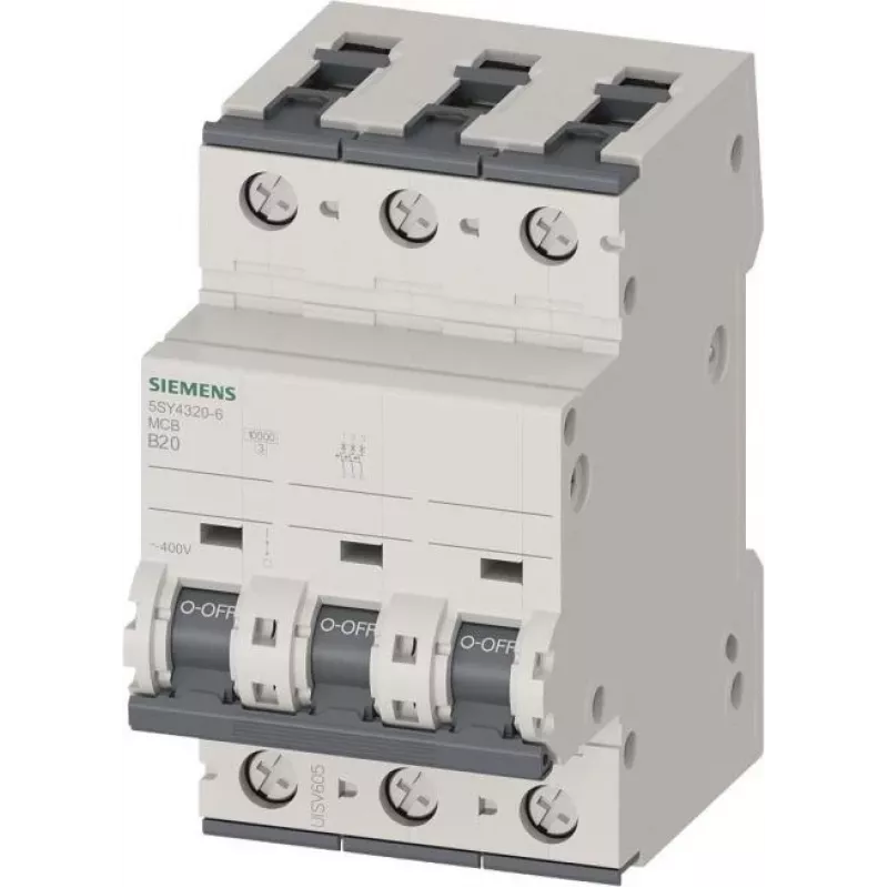 SIEMENS SENTRON 5SY4 3-Pole B 20A Miniature Circuit Breaker (MCB) 5SY4320-6