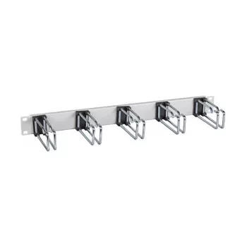 EFB-Elektronik 19 inch 1U kabelių valdymo skydelis, 5 x dvigubi laikikliai 110 mm, priekinis skydelis RAL9005 (anglies juoda)