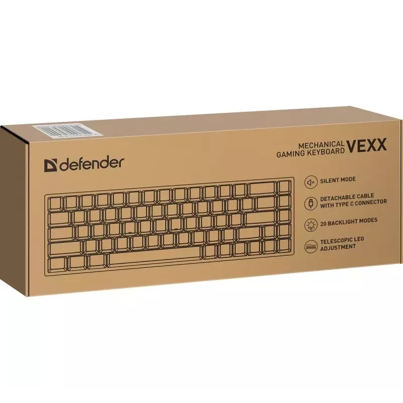 Defender VEXX GK-084 mechaninė žaidimų klaviatūra, 75% išdėstymas, Outemu raudoni jungikliai, balta