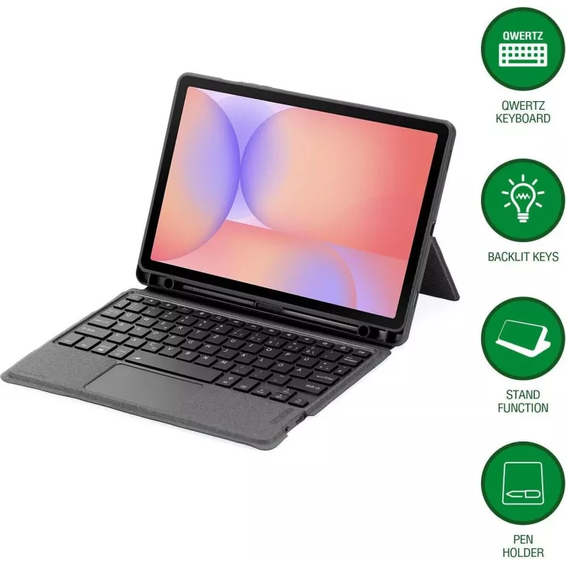 4smarts Keyboard Case Solid Pro QWERTZ, skirtas Samsung Galaxy Tab S10 Lite (496609)