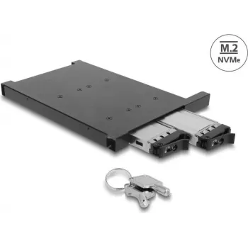 Delock adapterio rėmelis 2 x M.2 NVMe SSD su SFF-8654 jungtimi, skirtas 12,7 mm plonam ODD lizdui (47138)