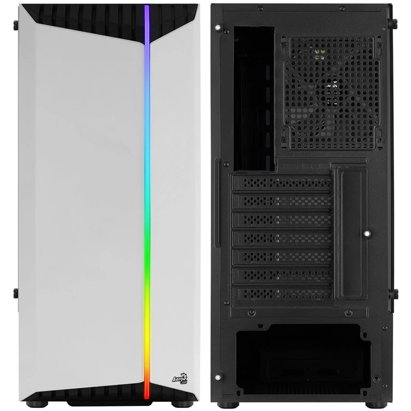 Aerocool Bionic V1 Midi-Tower, RGB, Grūdintas stiklas - Juoda/Balta