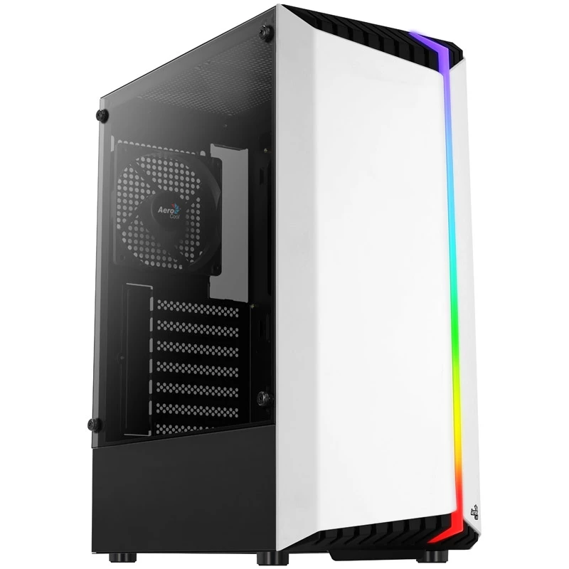 Aerocool Bionic V1 Midi-Tower, RGB, Grūdintas stiklas - Juoda/Balta