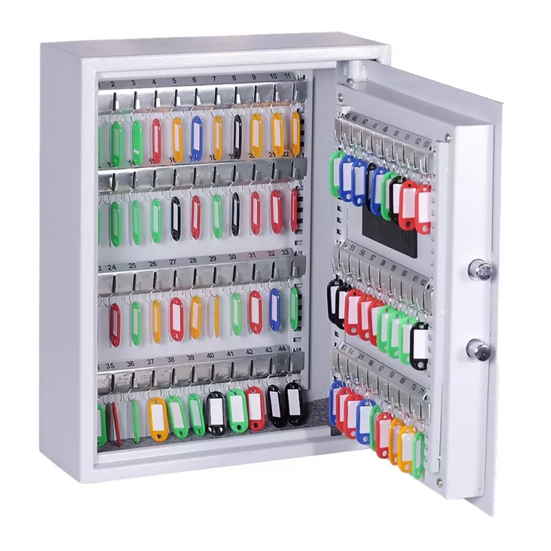 OLYMPIA GOsafe 50B raktų seifas su elektroniniu kodu, 50 kabliukų, pilkas, montuojamas ant sienos, tvirtas plienas