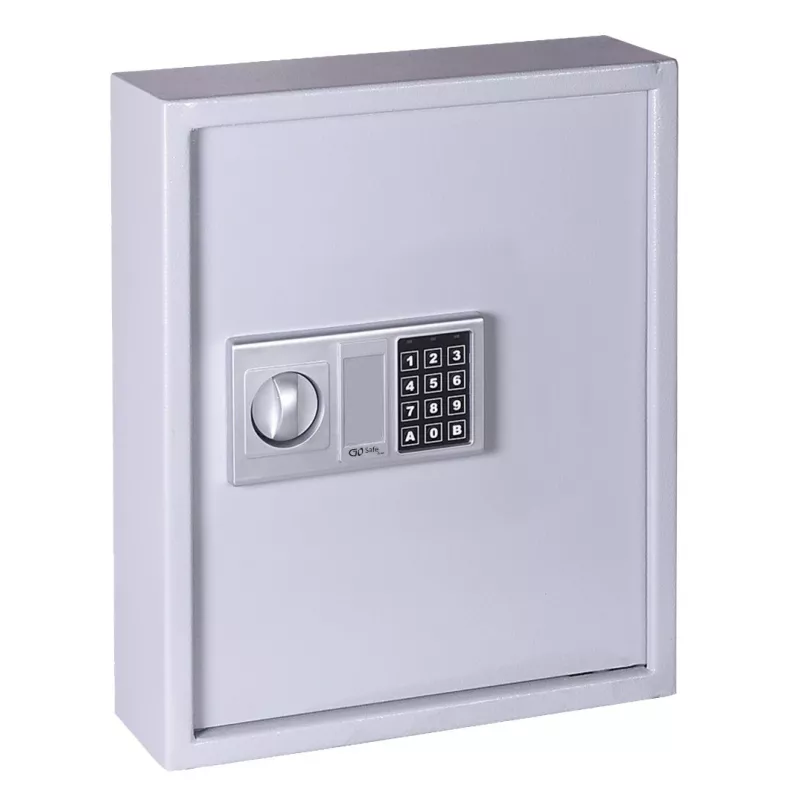OLYMPIA GOsafe 50B raktų seifas su elektroniniu kodu, 50 kabliukų, pilkas, montuojamas ant sienos, tvirtas plienas