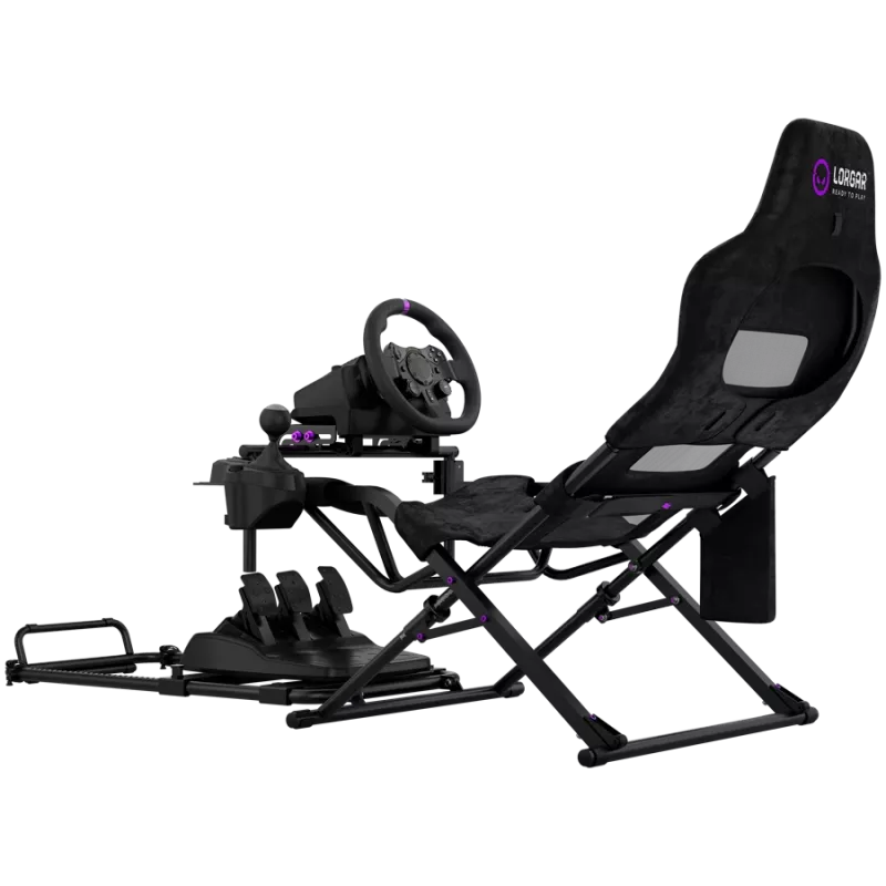 LORGAR FLEX RAF1 Sim Racing Cockpit Advanced, Foldable, 150x72x113 cm Playing, 38x72x126 cm Folded, Black