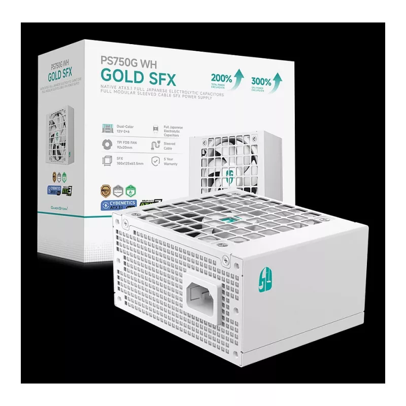 DeepCool PS750G WH 750W ATX 3.1 Full Modular 80 Plus Gold Power Supply White
