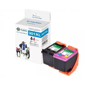 G&G 15116 Suderinamas didelės talpos rašalo kasečių rinkinys 4 vnt. (Juoda, Žydra, Purpurinė, Geltona), skirtas HP OfficeJet Pro