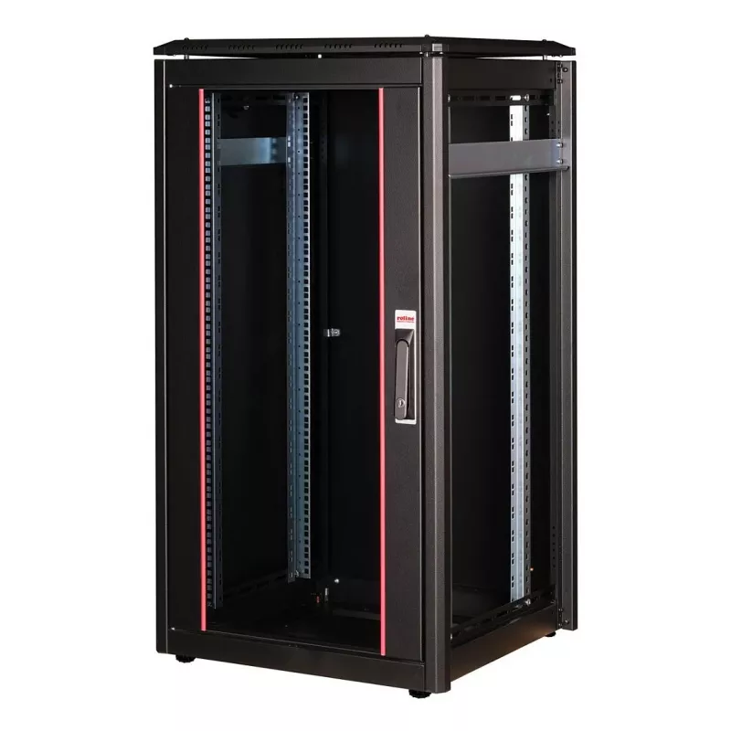 ROLINE 19-Inch Network Cabinet Pro 22U, 600x600 mm (WxD), Glass Door, Black