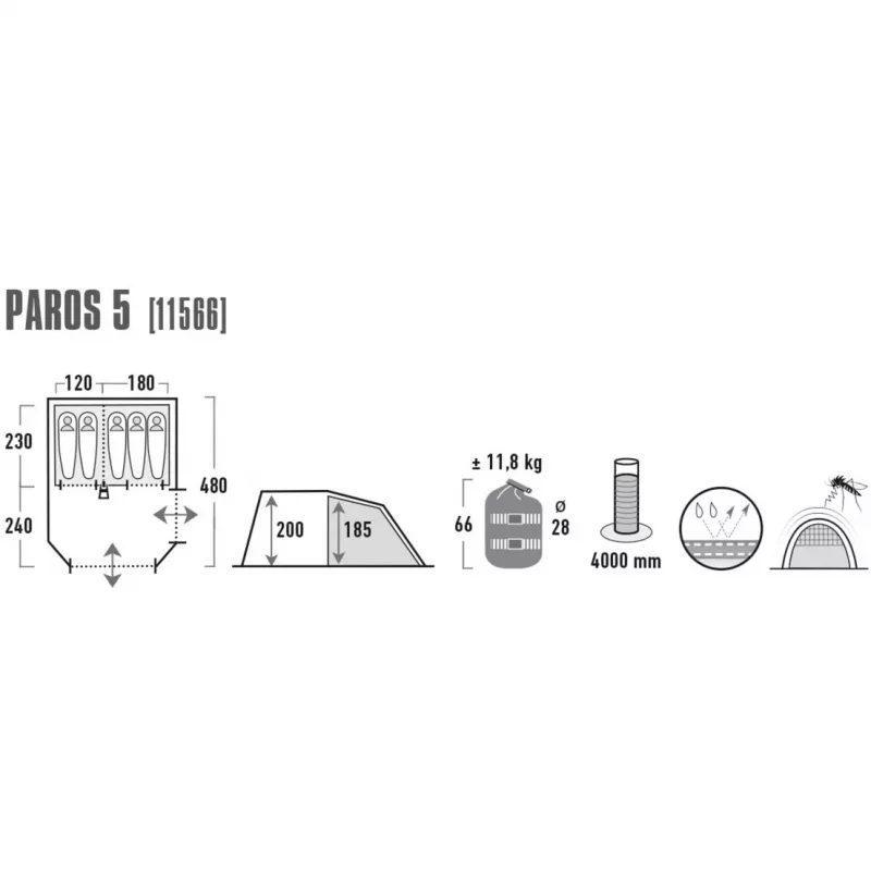 High Peak Paros 5 Family Tunnel Tent 5-Person