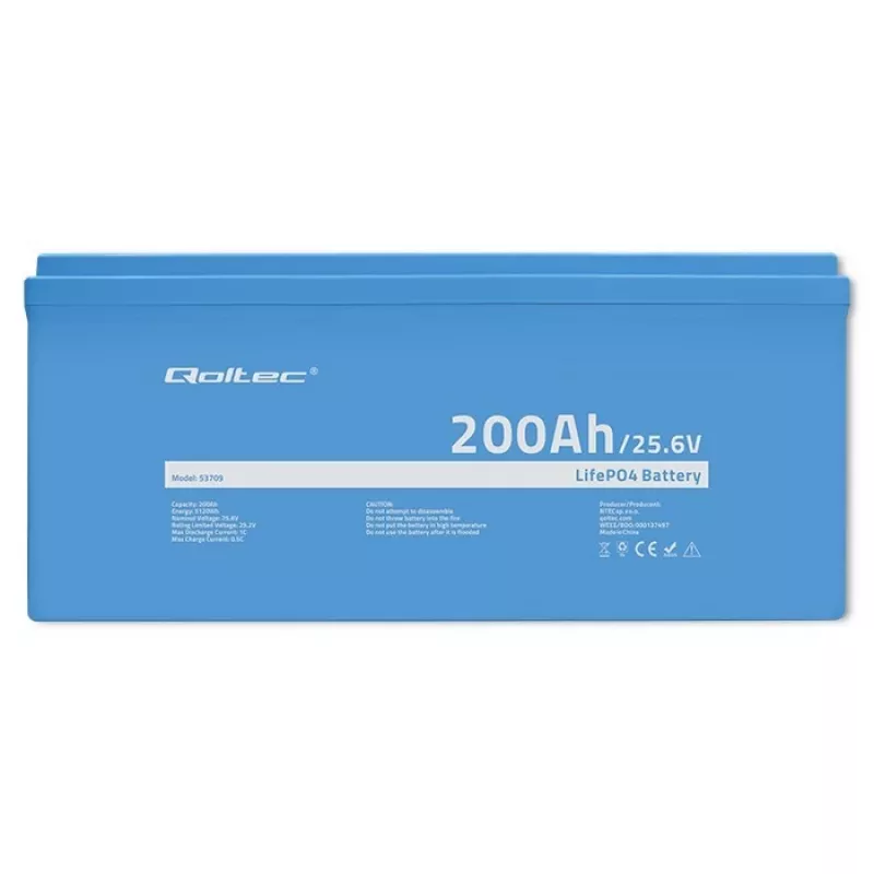 Qoltec LiFePO4 akumuliatorius 25.6V 200Ah su BMS