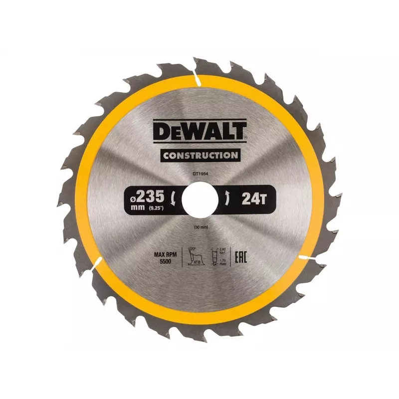 DEWALT DT1955-QZ Diskinis pjūklo diskas 235mm 60T smulkiam apdirbimui