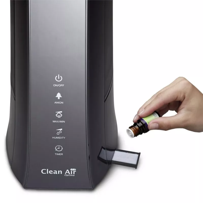 Clean Air Optima CA-603 Ultragarsinis drėkintuvas su jonizatoriumi, 5,5 l, šaltas ir šiltas rūkas, iki 60 m², skaitmeninis jutiklinis skydelis, nuotolinio valdymo pultas, „Wi-Fi“ programa